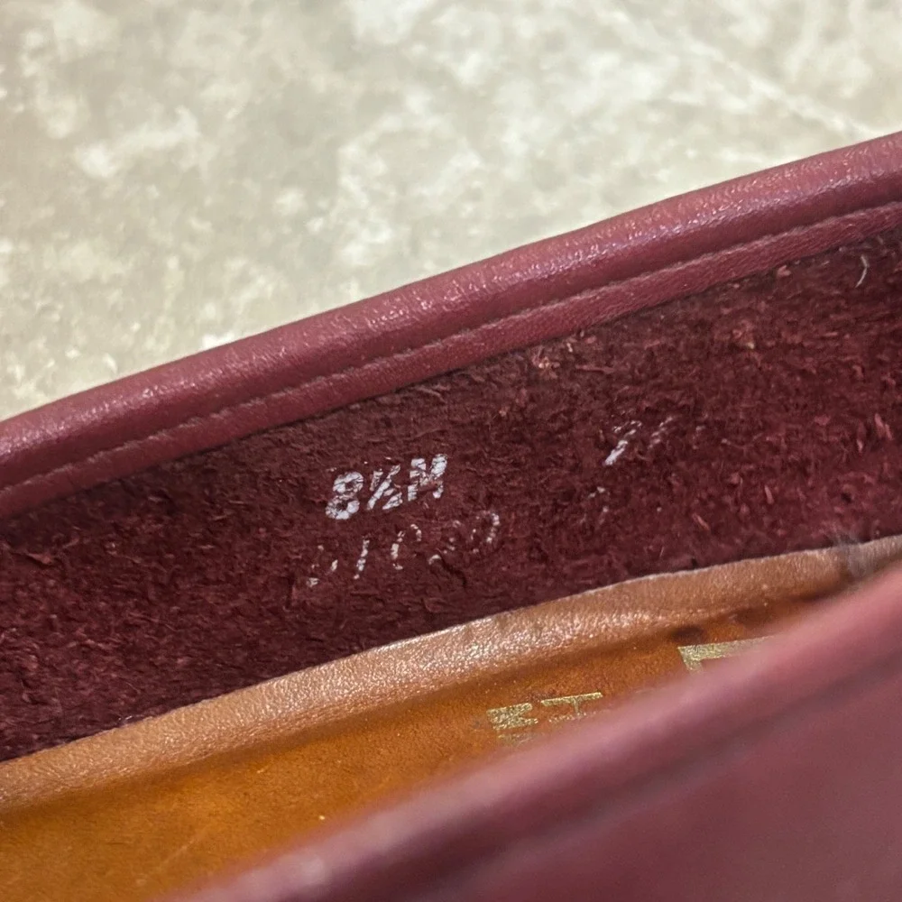 Frye Womens Burgundy Leather Penny Loafers Handsewn Made in USA Oxblood 8.5M